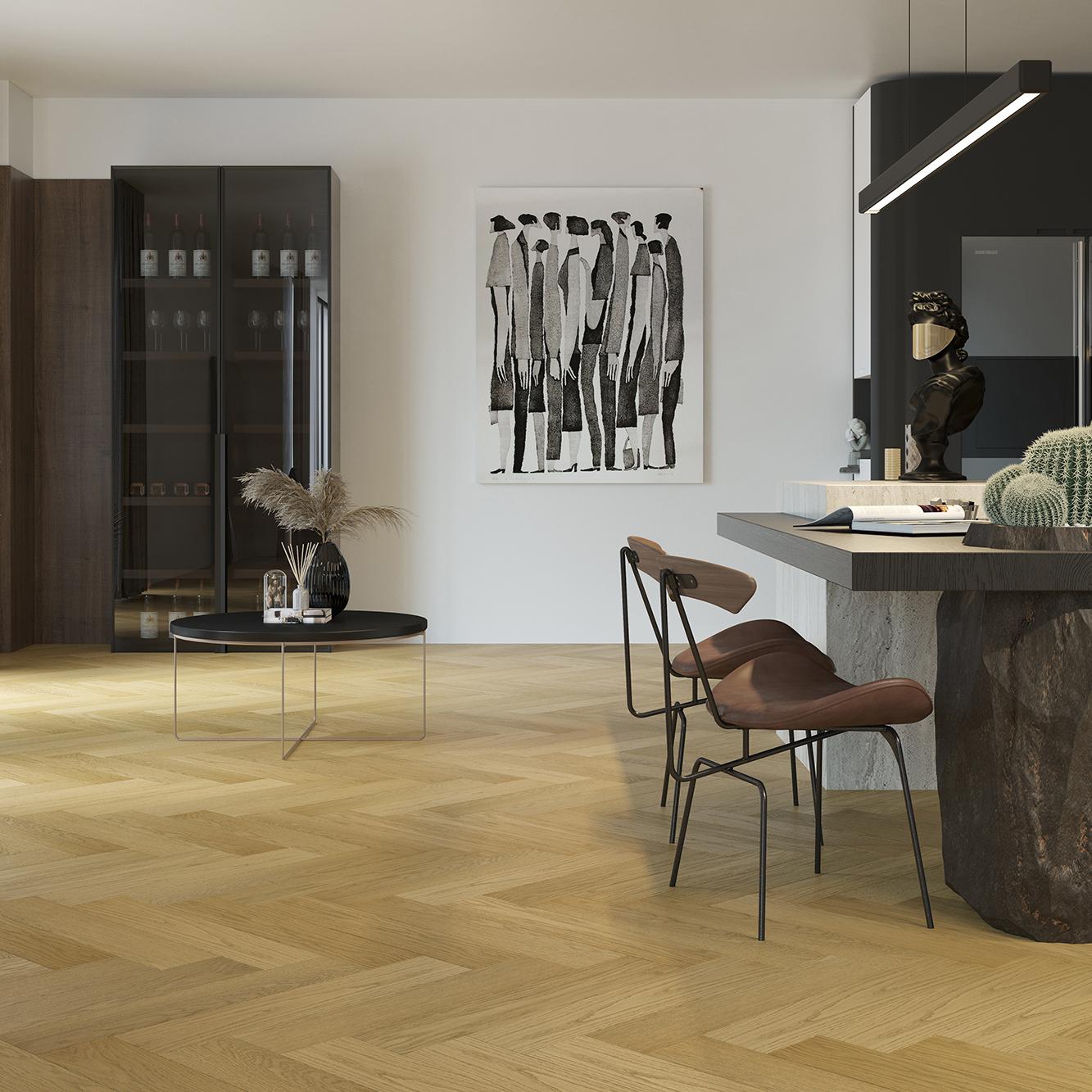 Паркет кварцевый замковой SPC (каменно-полимерный) QUARTZ PARQUET Английская елка Дуб Медовый Раф 33-463 (5х127х635мм) 1,936м² 1/24