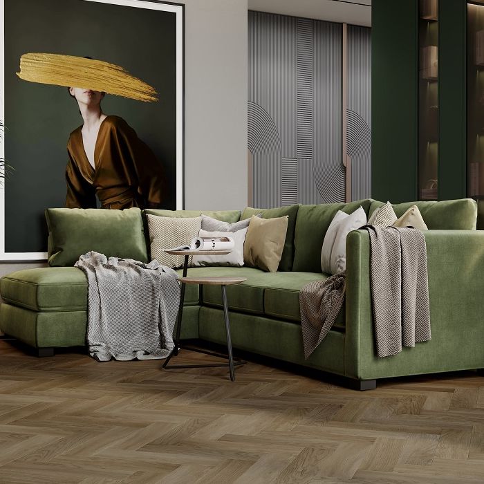 Плитка ПВХ замковая SPC (каменно-полимерная) FARGO Harringbone Дуб Монако 44-63W948 43кл (4,5х100х400мм) 1,12м² 1/28